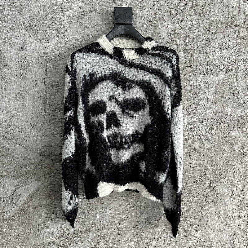 High Quality Long Sleeve Jacquard Mink Fleece Contrast Color Sweater  Printing Pullover Sweater Social Streetwear Me